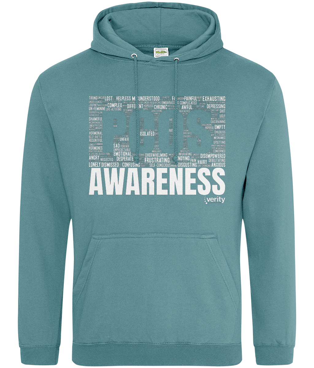 PCOS Awareness wordcloud mixed font hoodie