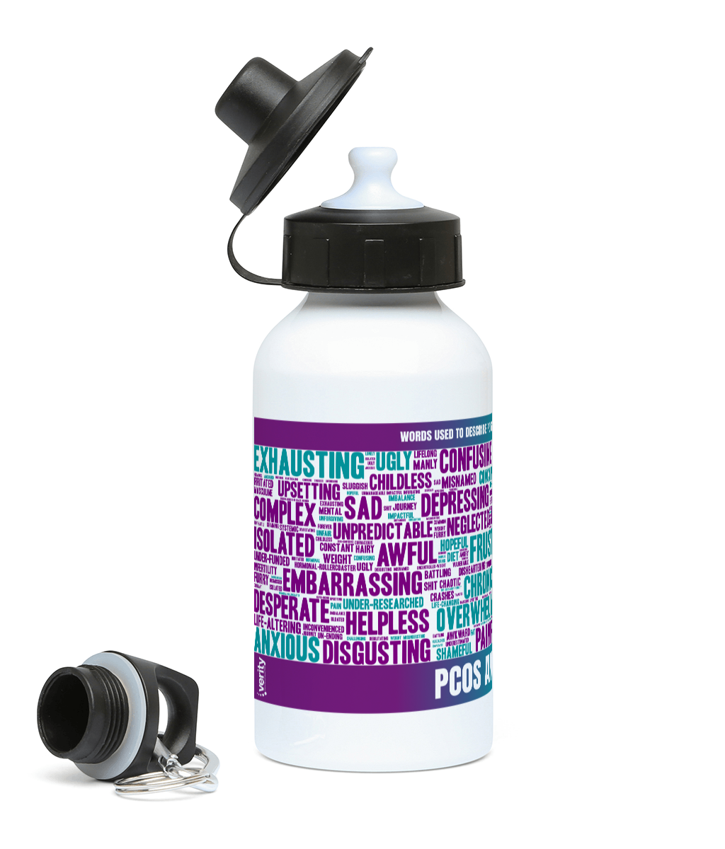 PCOS word cloud aluminium drink bottle (400ml)