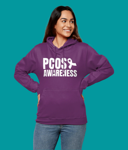 PCOS Awareness hoodie with ribbon