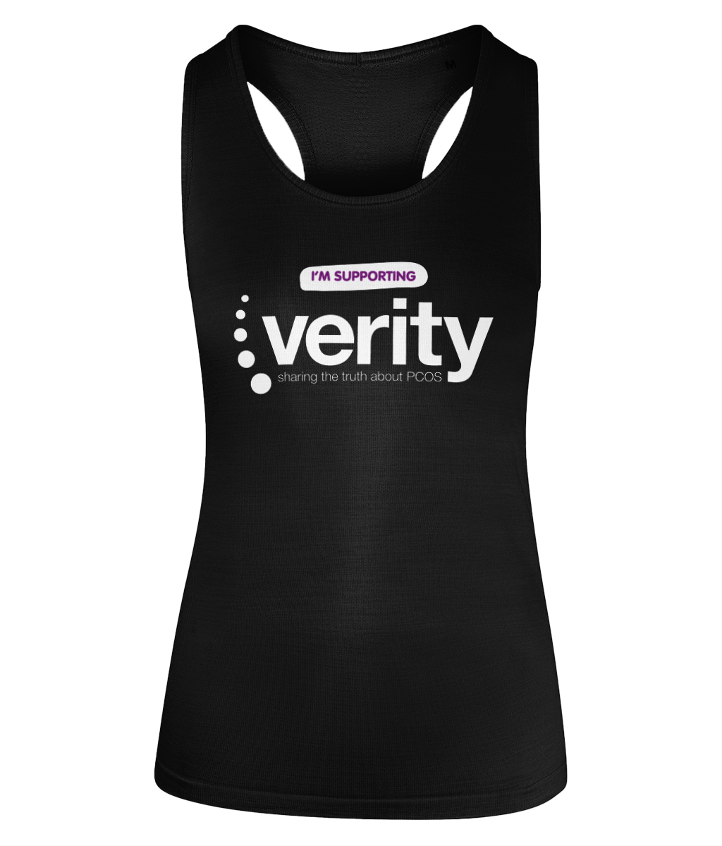 Seamless contour fundraising vest with white logo