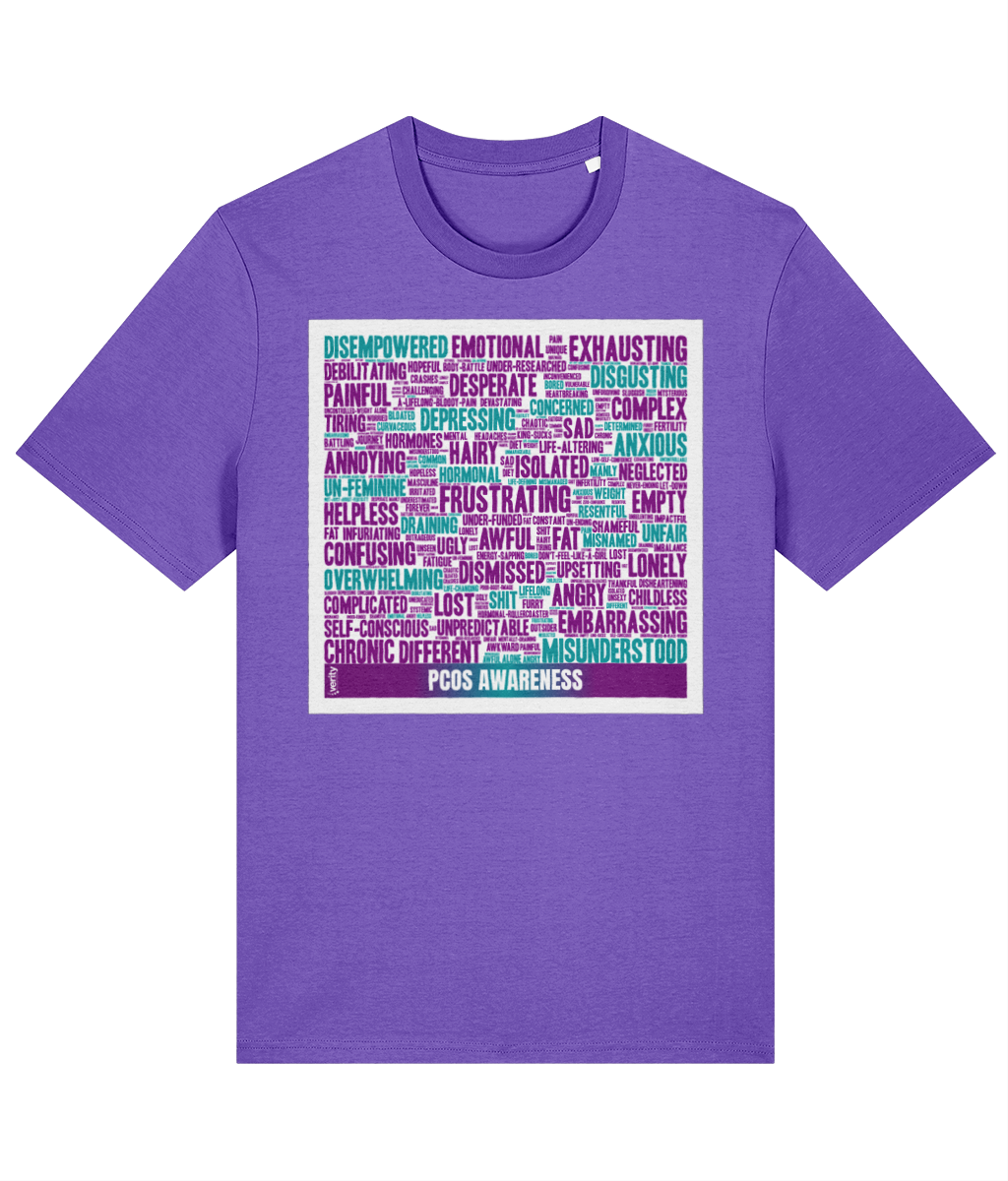 PCOS awareness full wordcloud tshirt