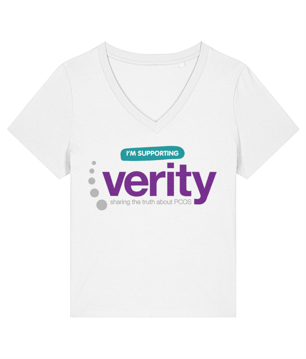 100% organic v-neck fundraising tshirt with colour logo