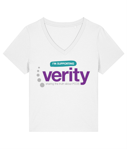 100% organic v-neck fundraising tshirt with colour logo