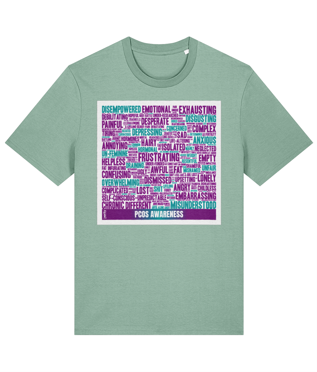 PCOS awareness full wordcloud tshirt