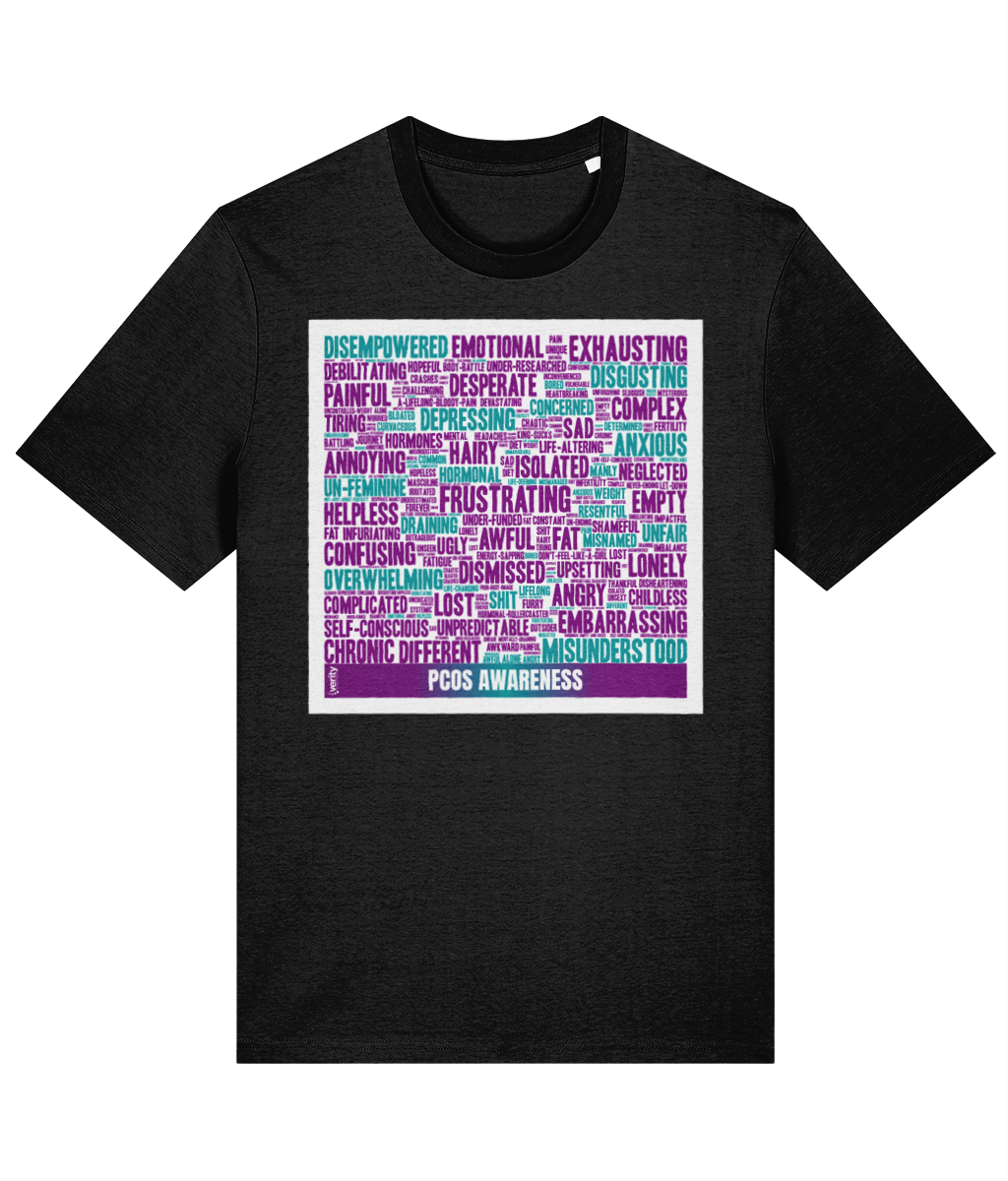 PCOS awareness full wordcloud tshirt