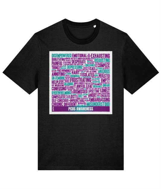 PCOS awareness full wordcloud tshirt