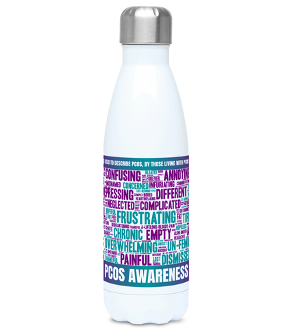 PCOS word cloud stainless steel drink bottle (500ml)