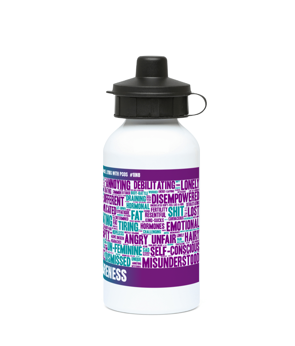 PCOS word cloud aluminium drink bottle (400ml)