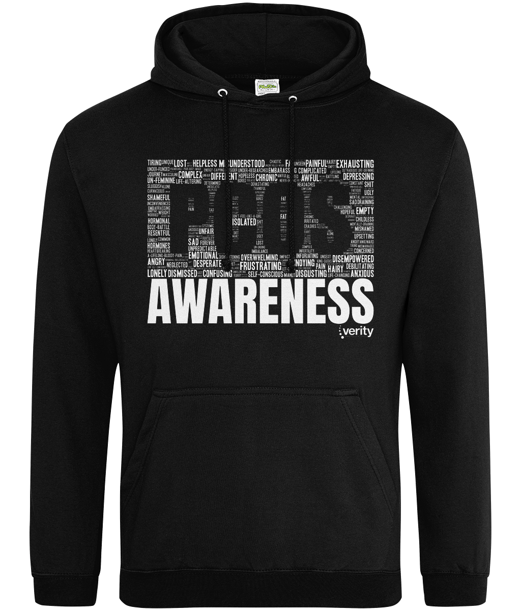 PCOS Awareness wordcloud mixed font hoodie