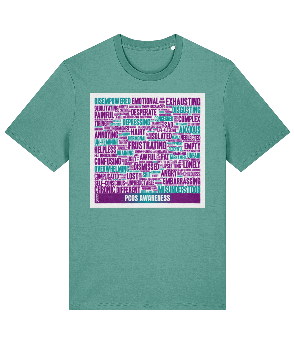 PCOS awareness full wordcloud tshirt