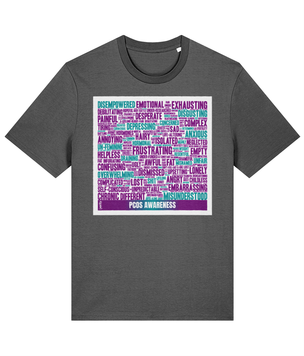 PCOS awareness full wordcloud tshirt