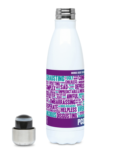 PCOS word cloud stainless steel drink bottle (500ml)